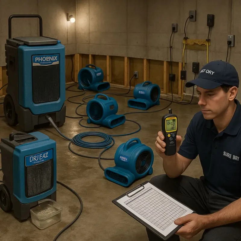 Structural Drying and Dehumidification process in Dunlap, IL